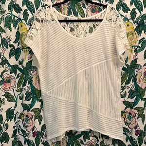 Free People Short Sleeve Lace Back T Shirt